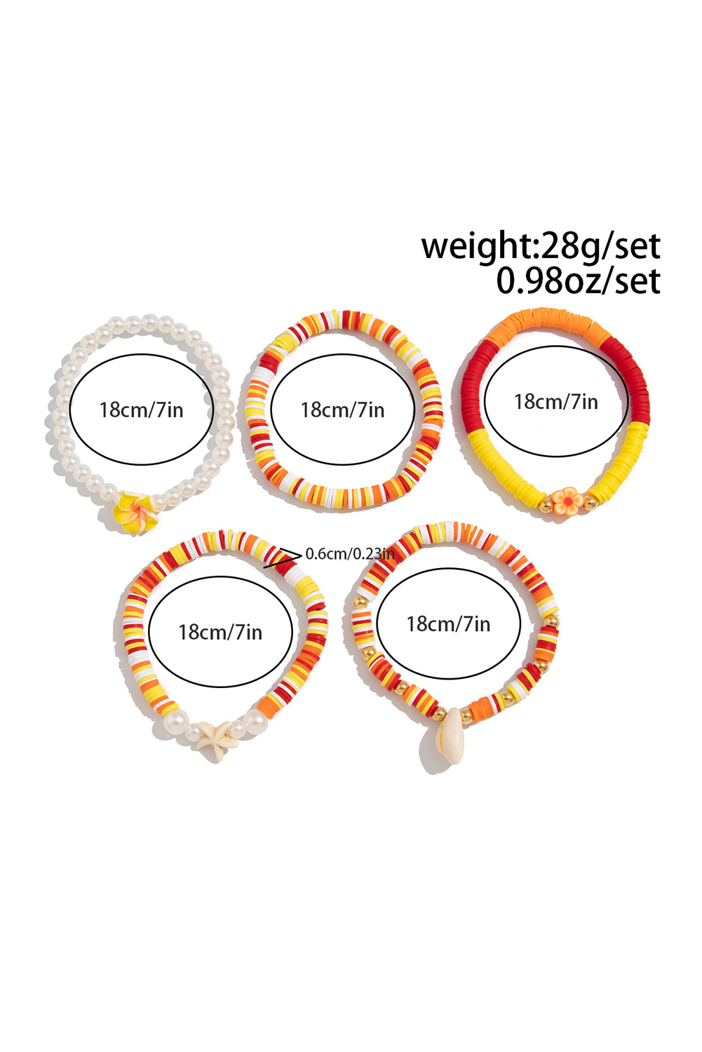 Bracelet multicouche en perles, coquillages, étoiles de mer et fleurs