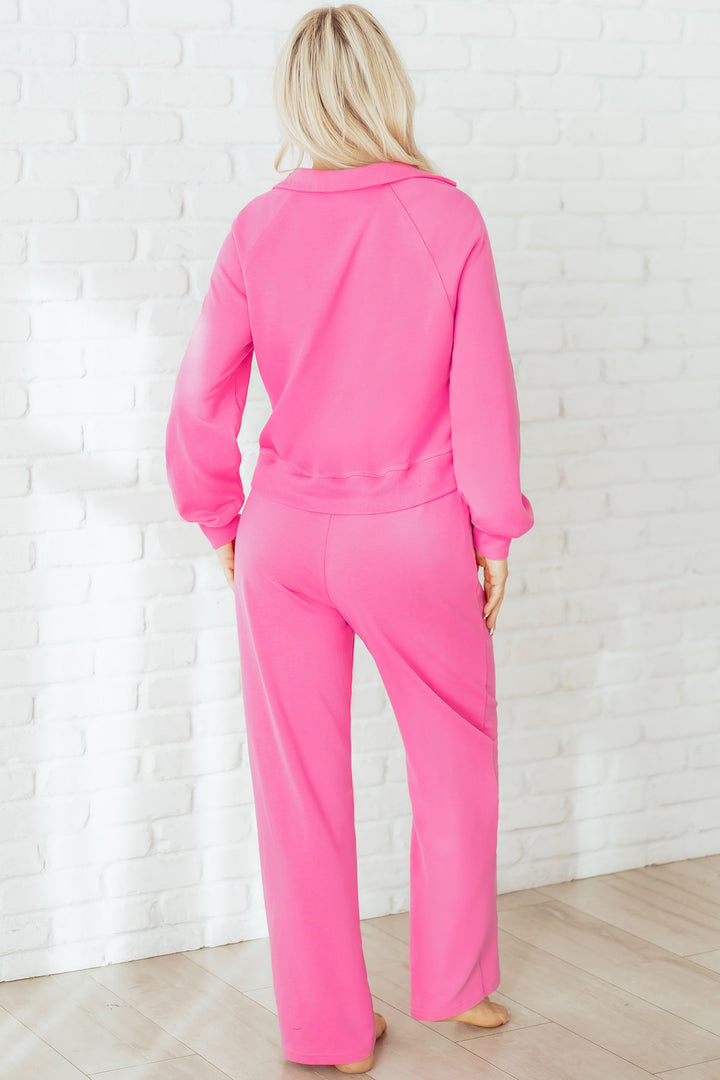 Sachet Pink Collared Pullover and Central Seam Pants Set