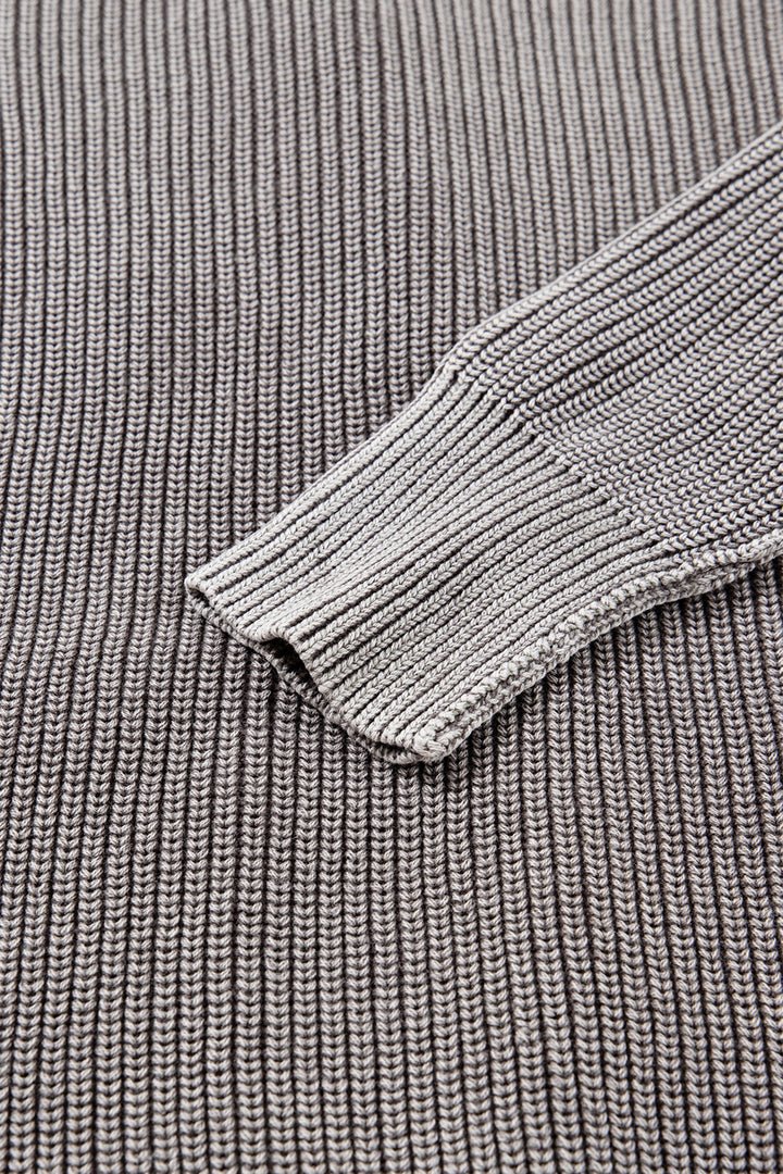 Mineral Wash Exposed Seam Patchwork Knit Open Sweater Cardigan