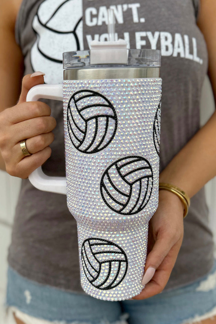 Gobelet de volleyball en strass de 40 oz avec poignée