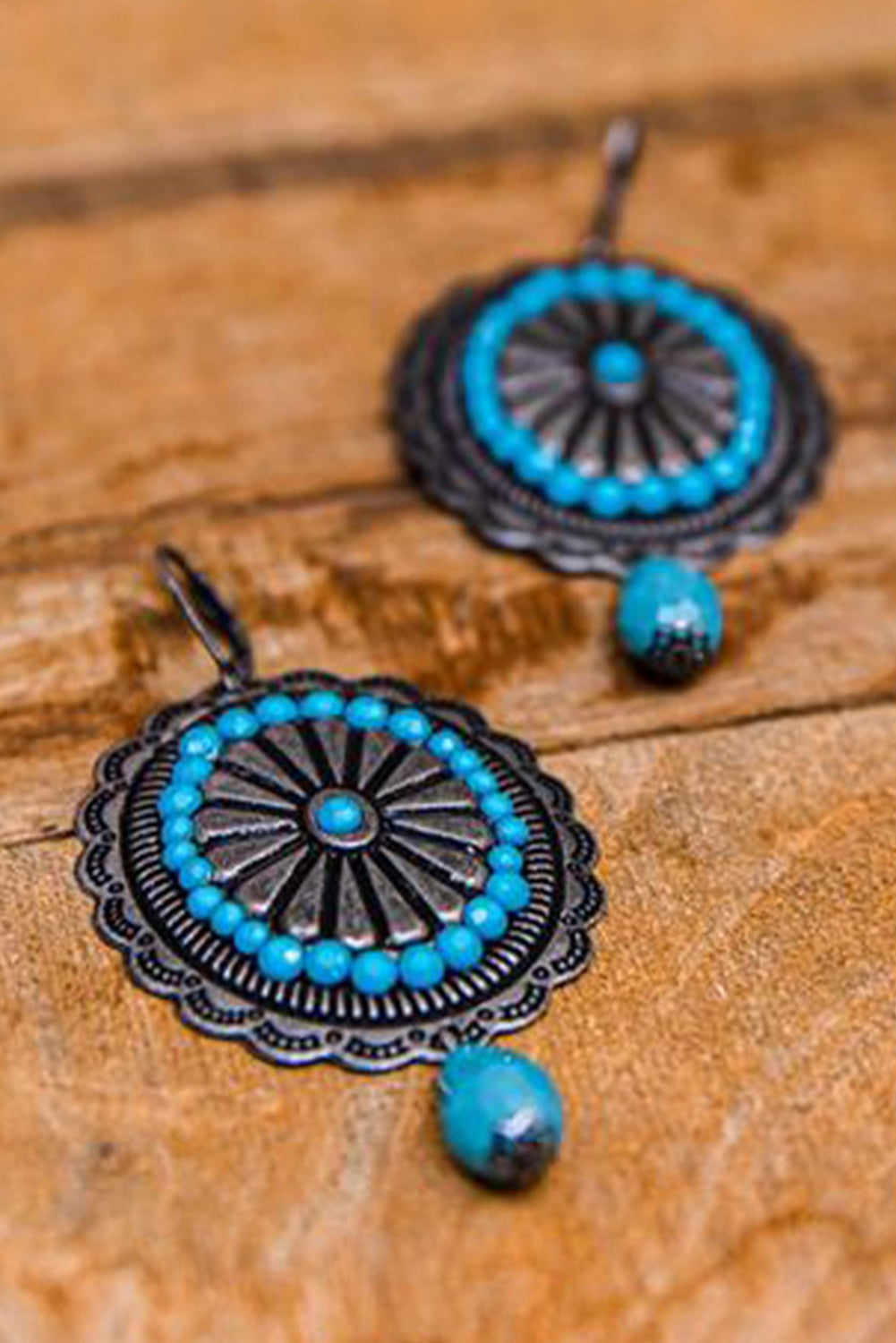 Boucles d'oreilles pendantes turquoise rétro occidentales