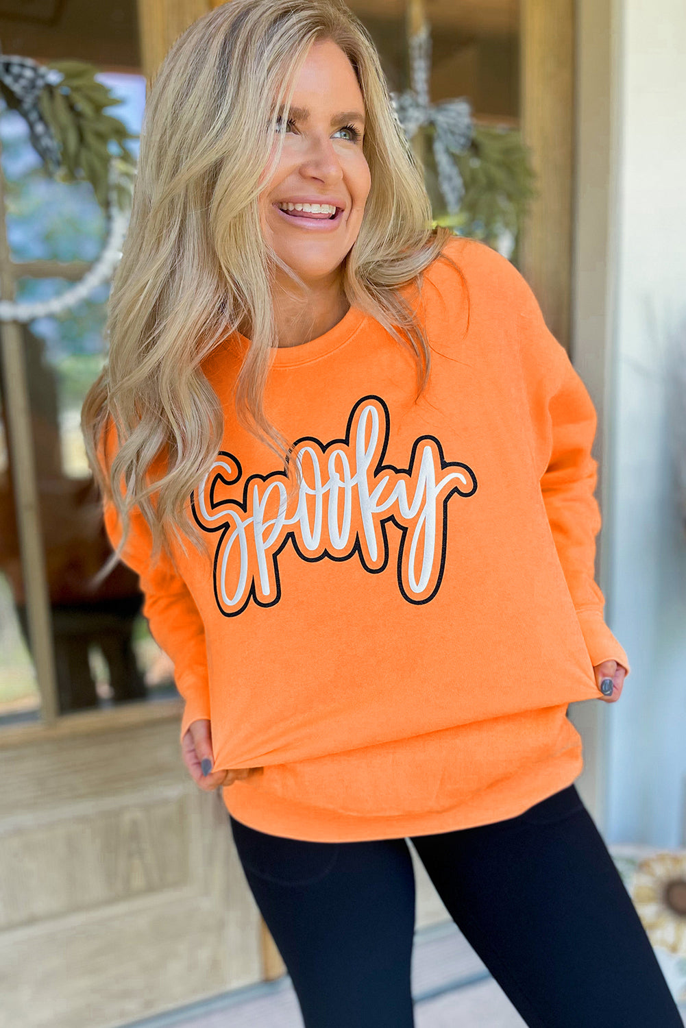 Spooky Graphic Halloween Crew Neck Holiday Sweatshirt