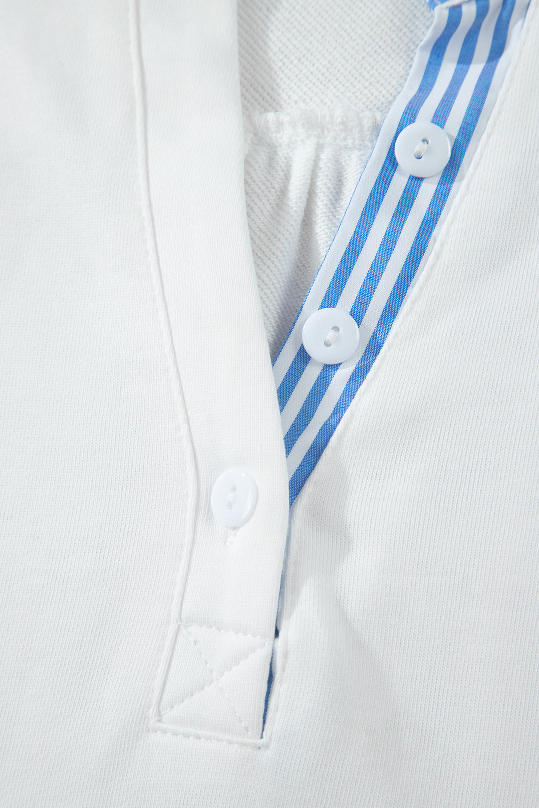 White Striped Frilled Collar Short Sleeve Blouse