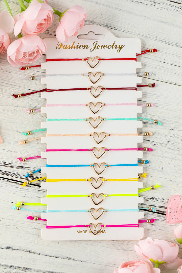 12Pcs Minimalist Random Color Heart Shaped Bracelets