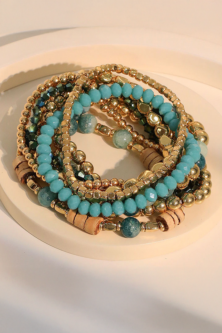 Ensemble de bracelets élastiques multicouches en perles bohèmes