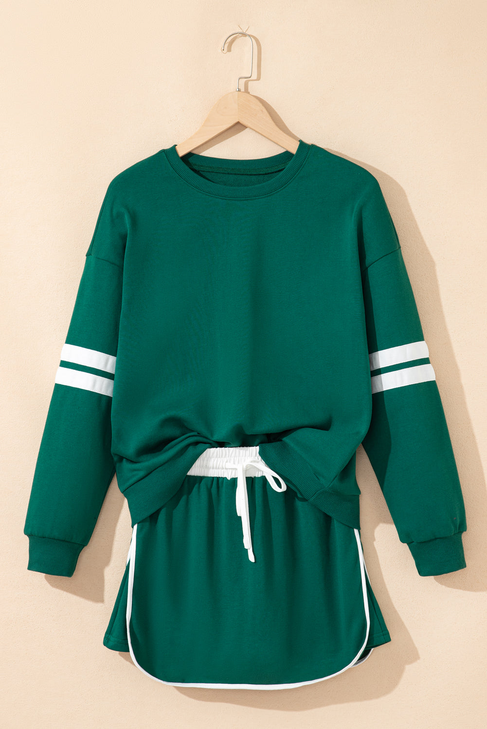 Evergreen Varsity Stripe Detail Pullover Mini Skort Set