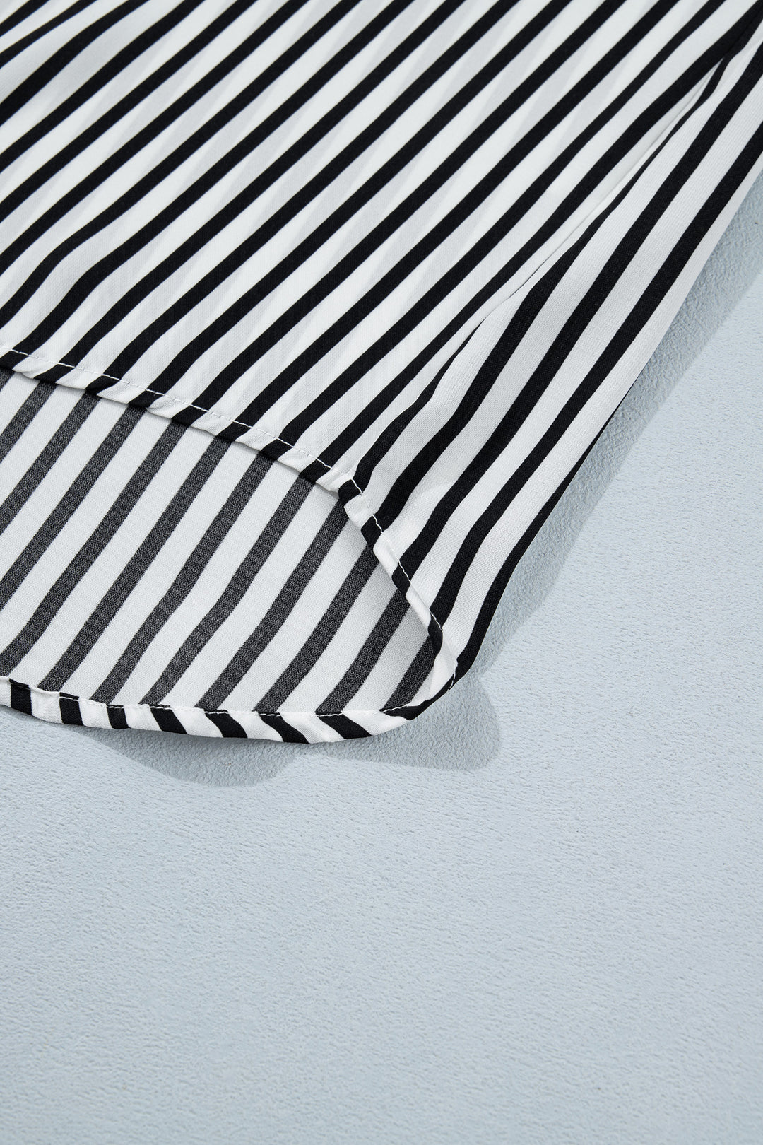 Black Striped Half Sleeve Button-Up Shirt