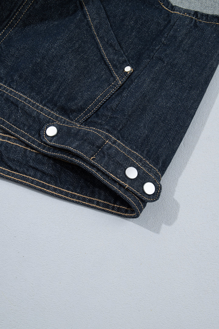 Navy Blue Vintage Denim Zipper Front Cowboy Vest