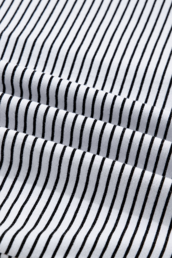 Rose Stripe Contrast Trim Round Neck Summer T Shirt