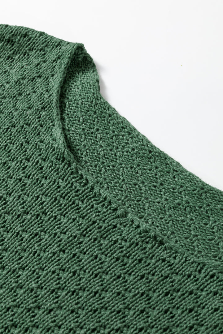 Green Solid Lantern Sleeve Empire Waist Short Sweater Dress