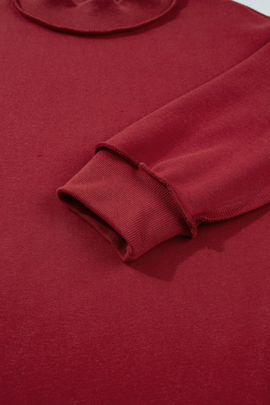 Red Dahlia Oversize Drop Shoulder Reversible Mock Neck Sweatshirt