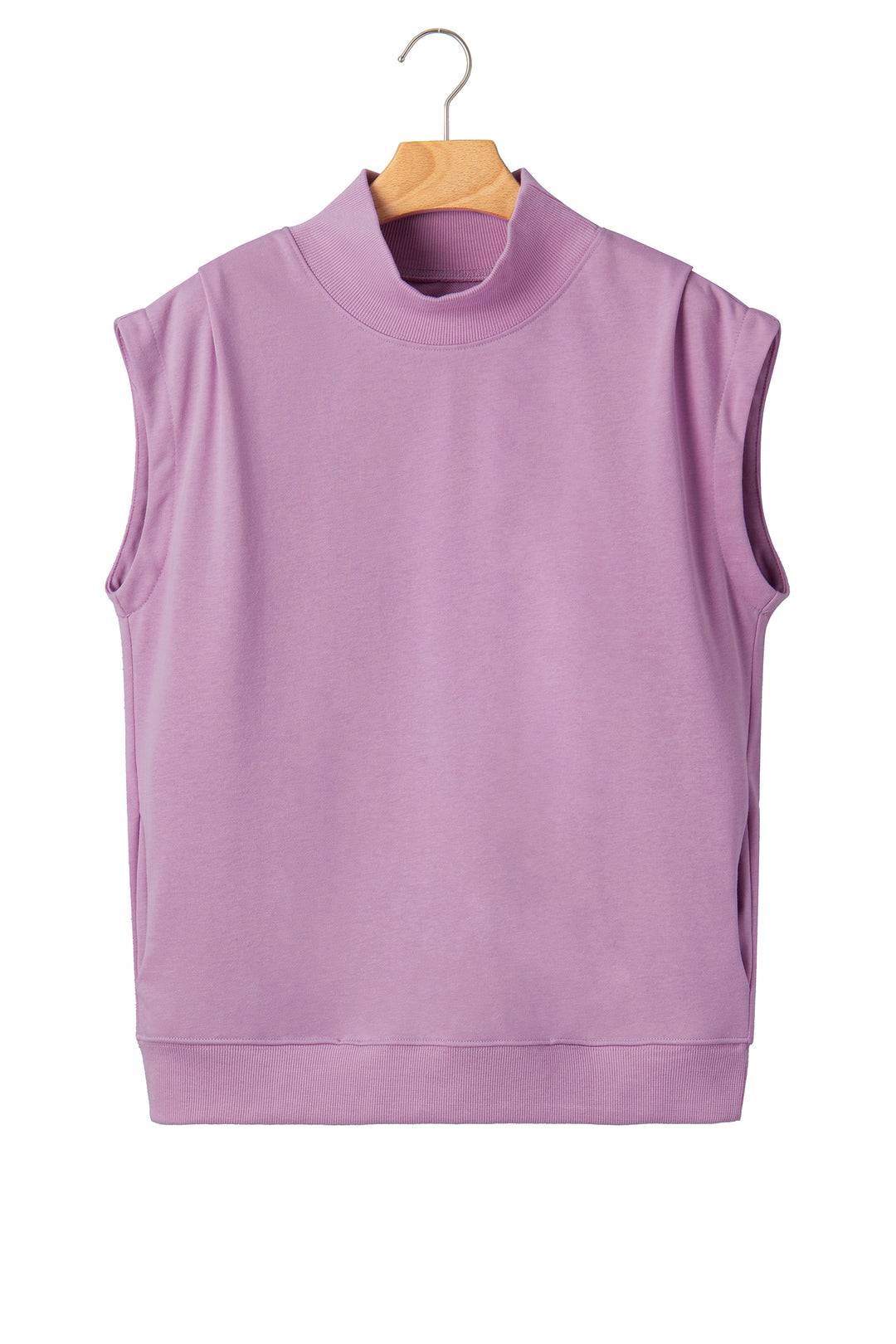 Phalaenopsis Solid Color High Neck Cap Sleeve Loose Top