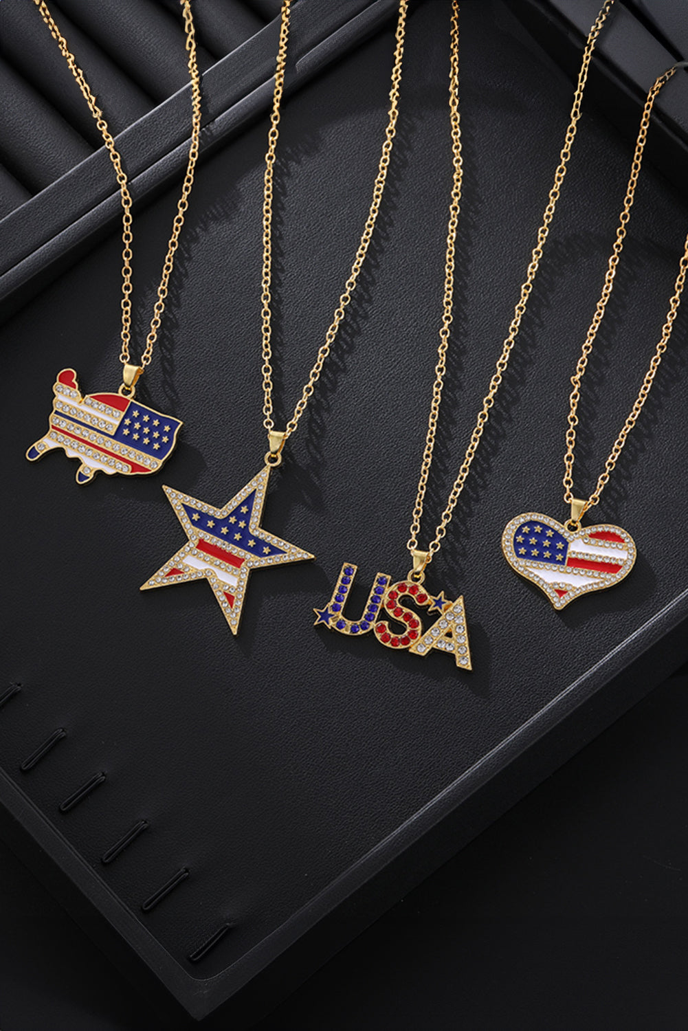 Collier étoile avec strass et drapeau américain