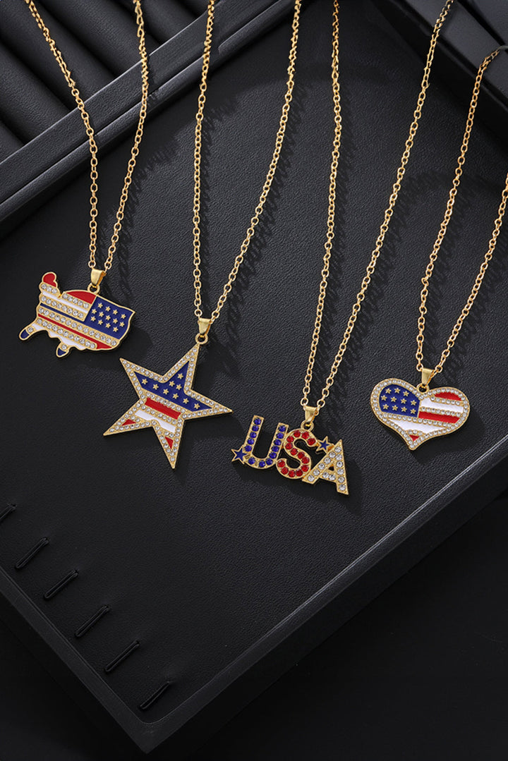 Collier étoile avec strass et drapeau américain