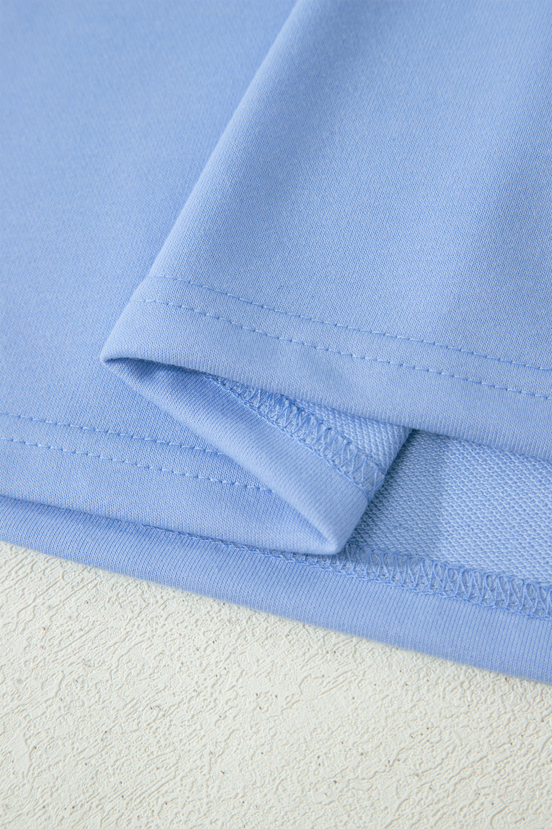 Sky Blue Half Zipped Ruffled Short Set