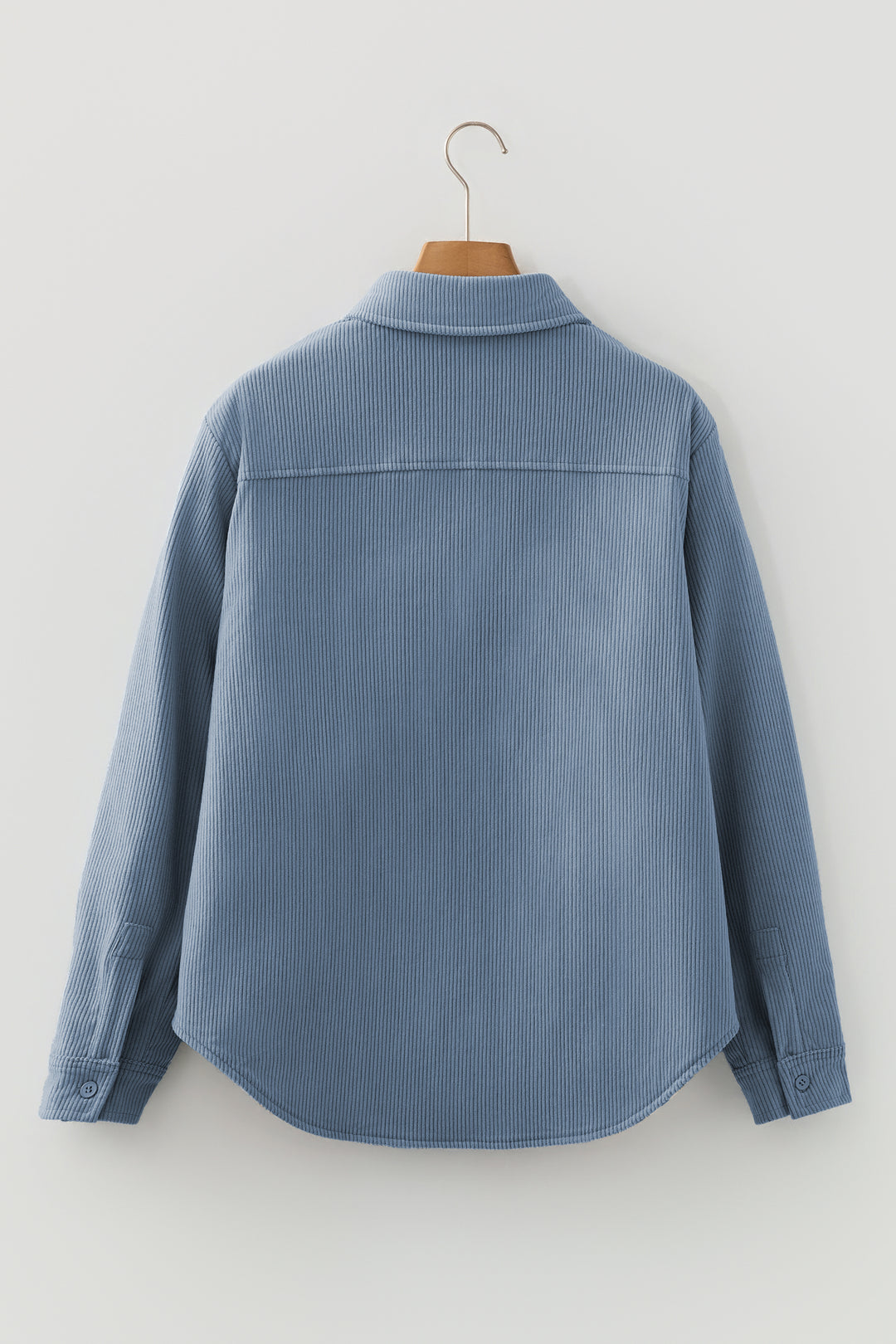 Stone Blue Plaid Corduroy Reversible Button Up Shacket