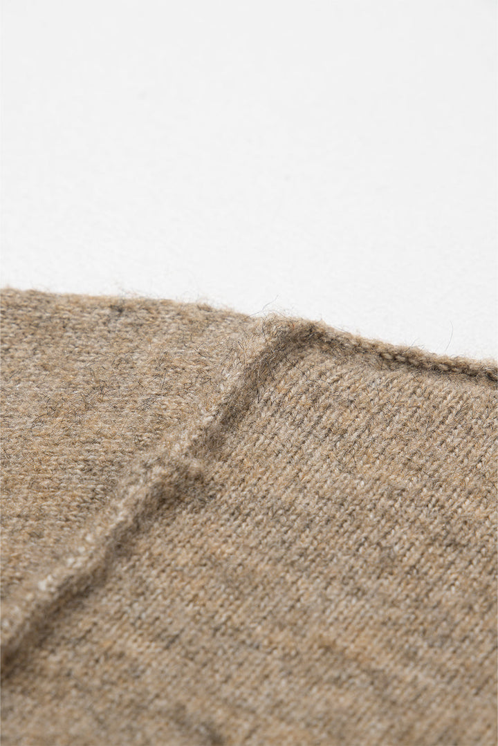 Contrast Trim Mock Neck Drop Shoulder Sweater