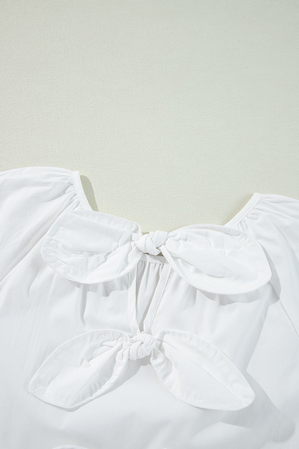 Bow Knot Cutout Back Loose Fit 3/4 Sleeve Blouse