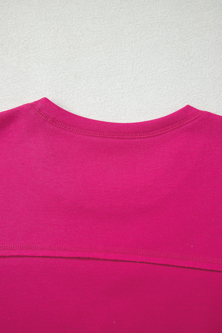 Rose Red Drop Shoulder Boxy Tee and Barrel Pants Set