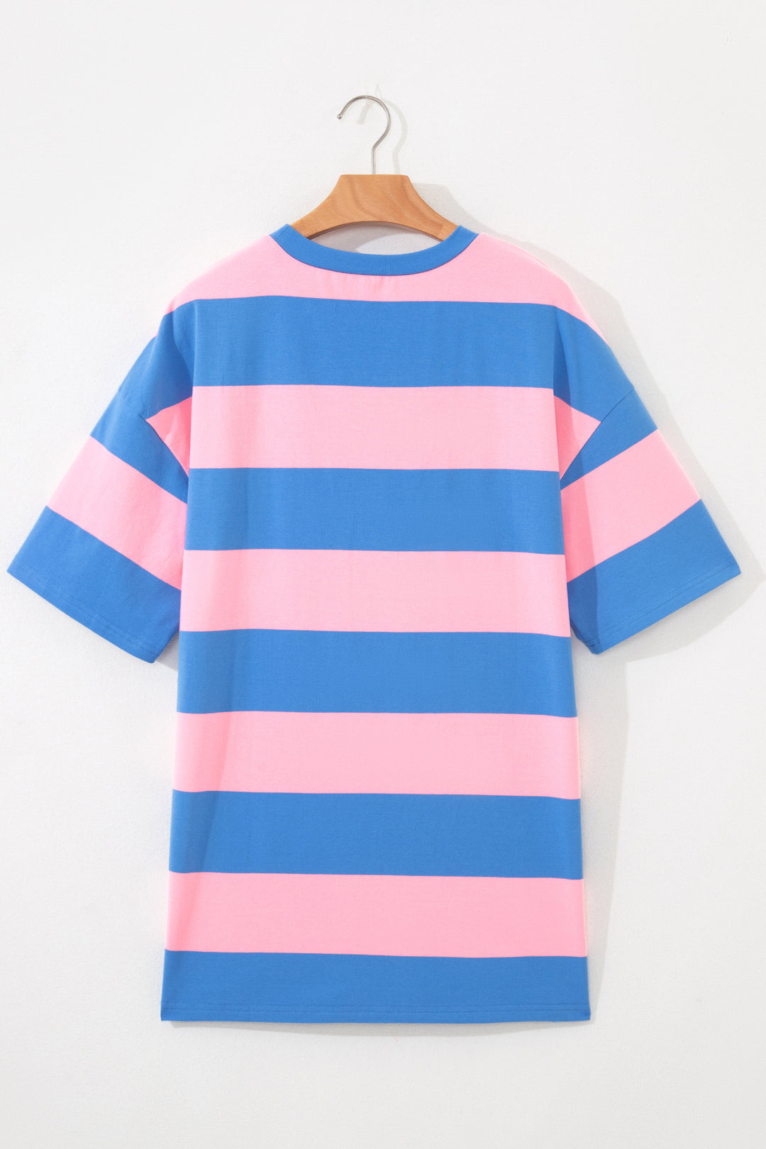 Bright Pink Striped Color Block Oversize Tunic Tee
