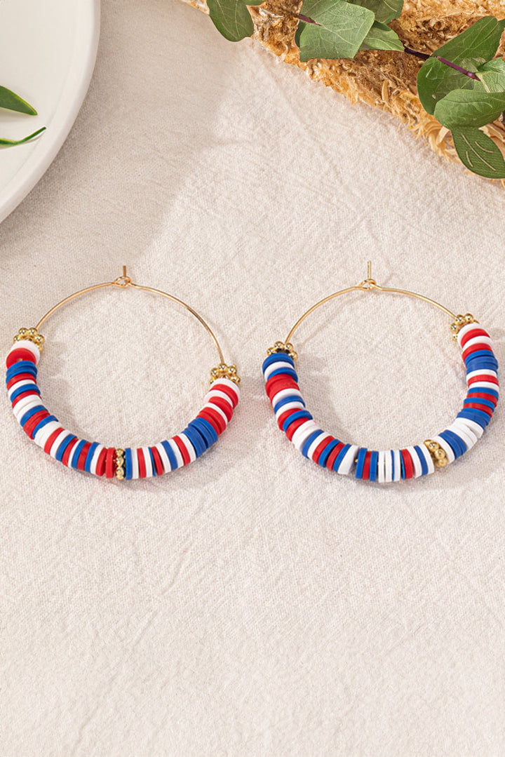 Boucles d'oreilles créoles à perles inspirées du drapeau américain