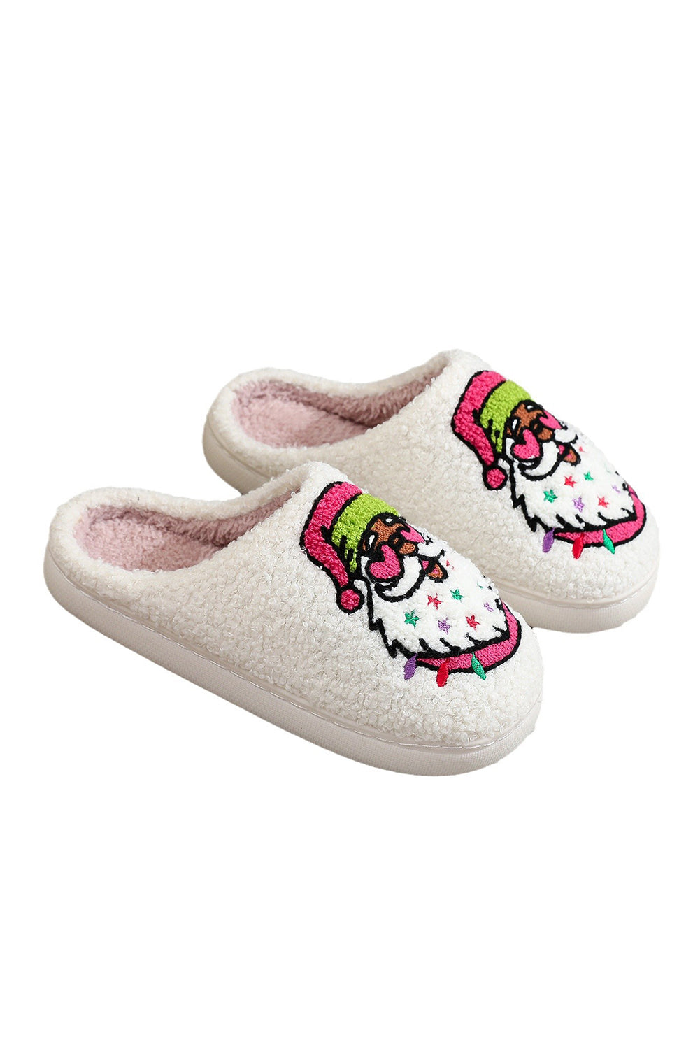 Starry Santa Claus Pattern Christmas Plush Slippers