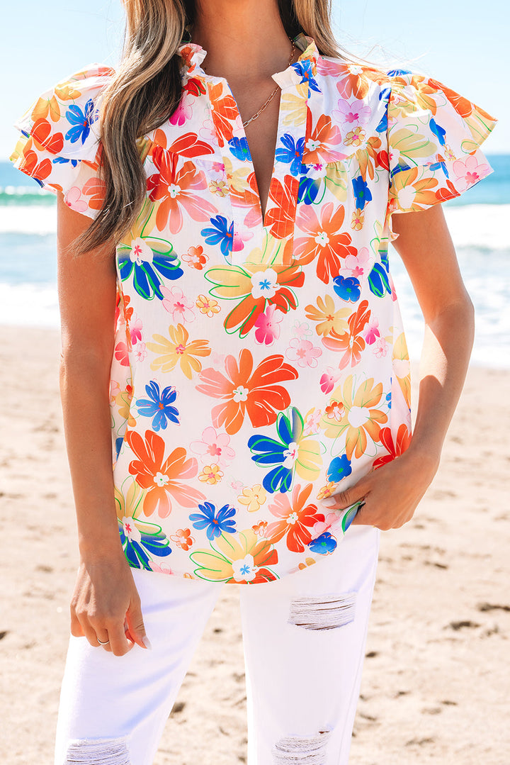 Floral Bouquet Flutter Top