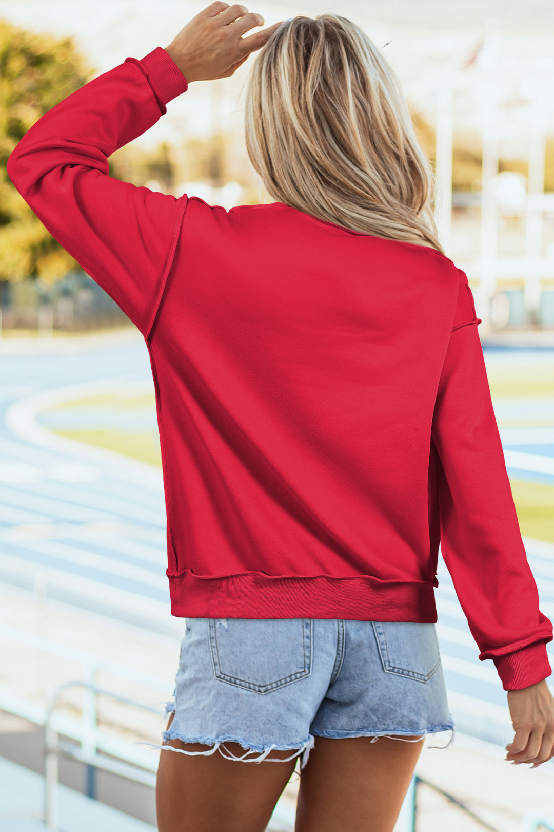 Oversize Drop Shoulder Reversible Mock Neck Sweatshirt