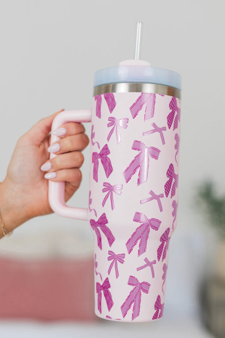 Niedlicher Becher mit Schleifenaufdruck und Henkel, 40 oz