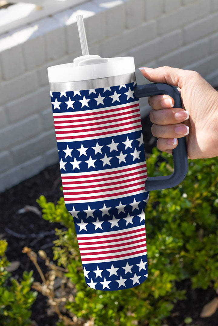 Tasse isotherme avec poignée et imprimé étoiles et rayures 40 oz