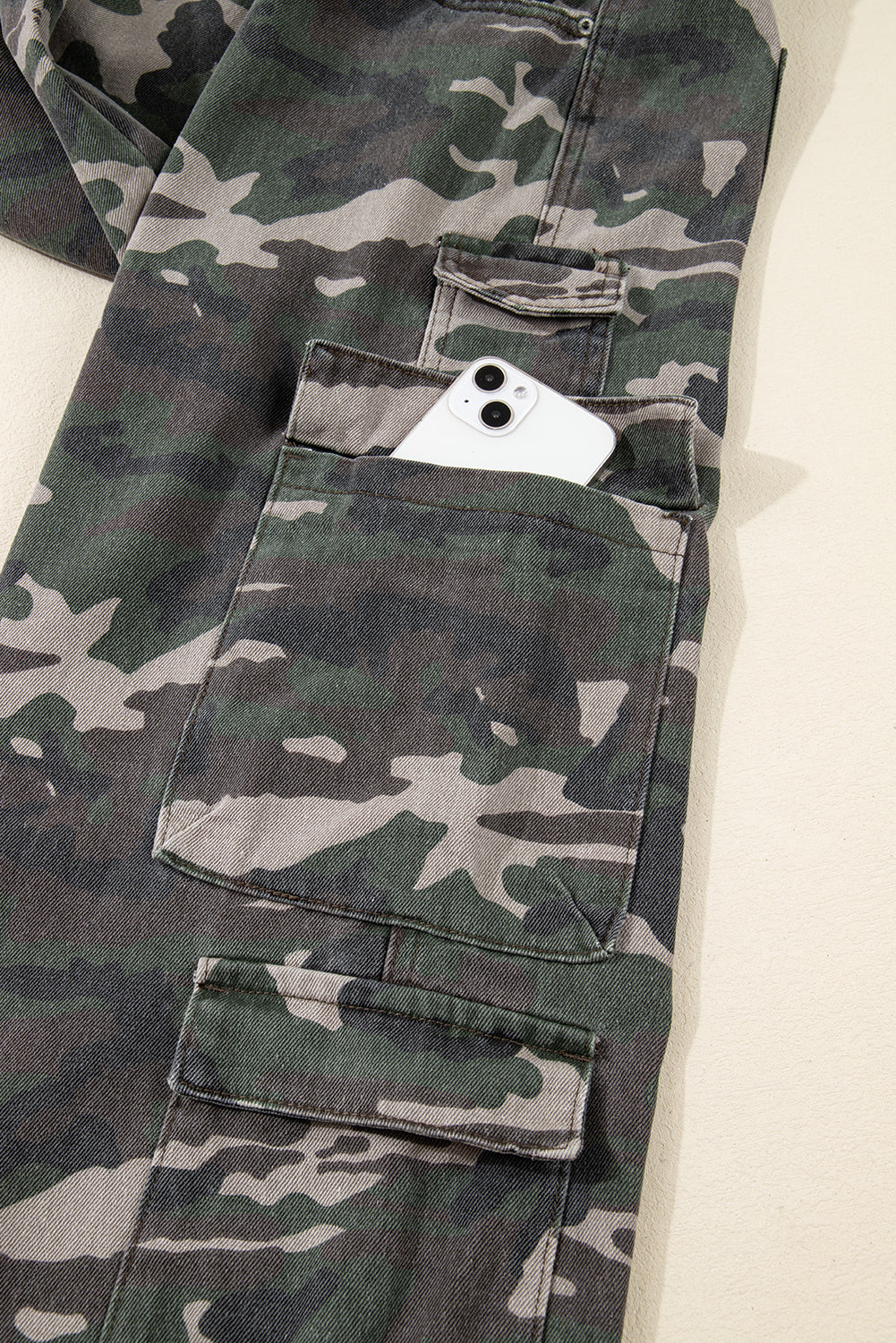 Green Camo Cargo Wide Leg Pants