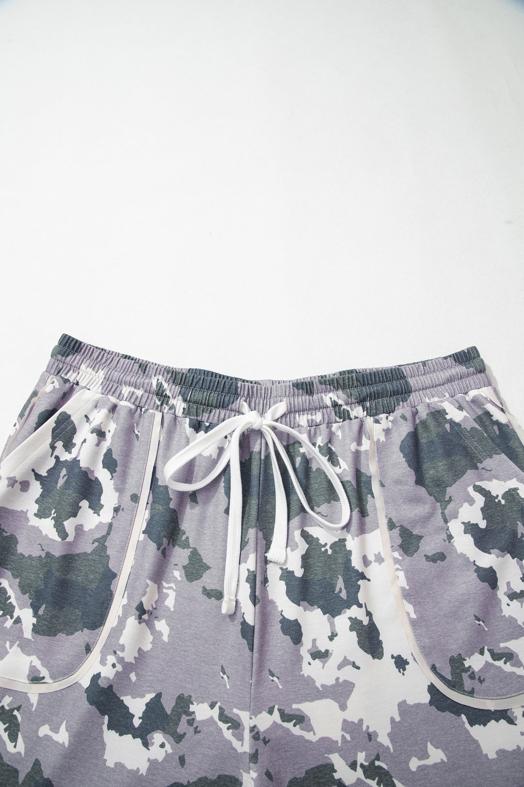 Brown Camo Drawstring Waist Patch Pocket Plus Size Pants
