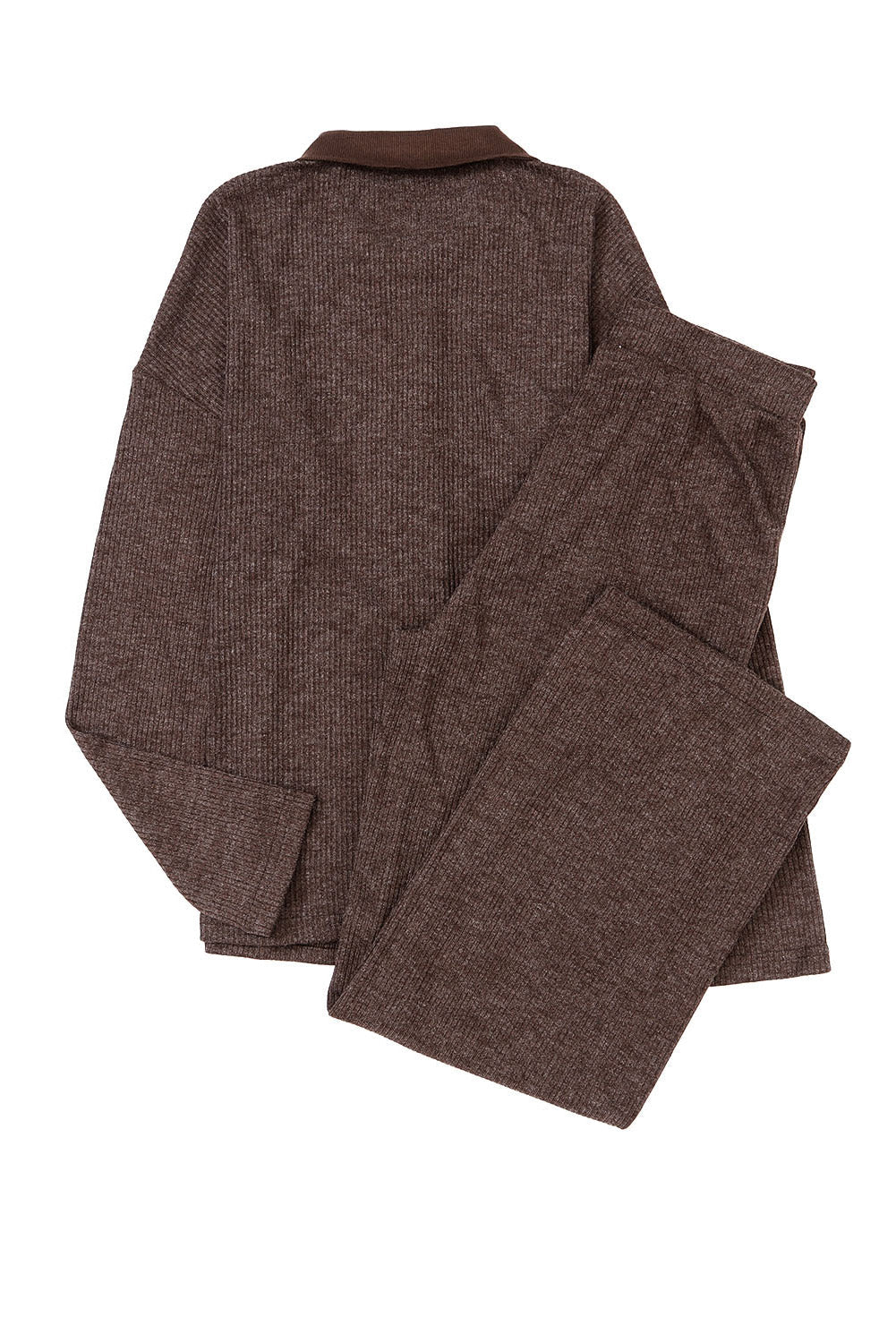ribbed knit collared henley top and pants lounge outfit
