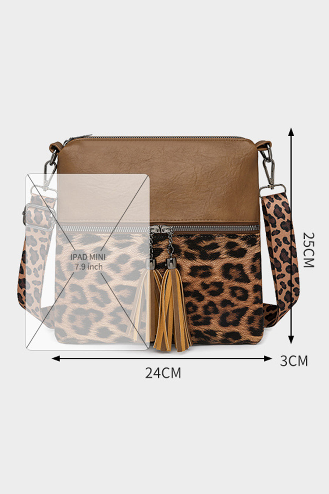 Coffee Leopard Contrast PU Leather Single Shoulder Mini Bag