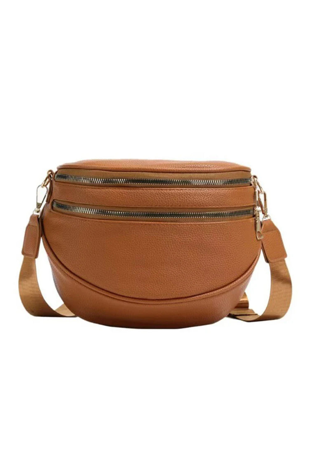 Double Zip Faux Leather Crossbody Bag