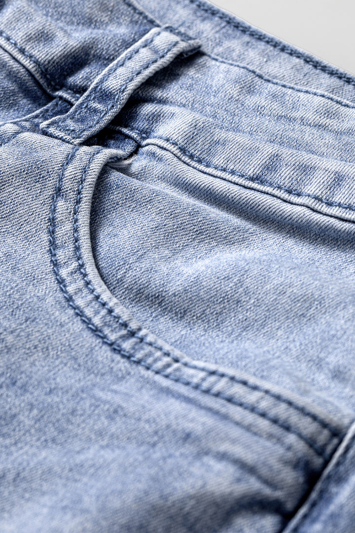 Fashion Beau Blue Turn-up Cuffs Womens Loose Jeans