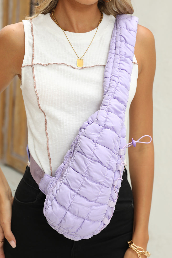 Marshmallow Quilted Drawstring Decor Sling Bag