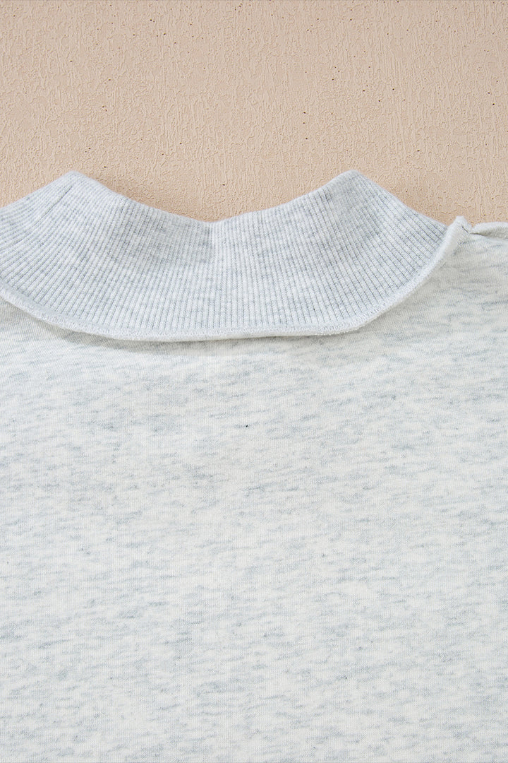 Light Grey Oversize Drop Shoulder Reversible Mock Neck Sweatshirt