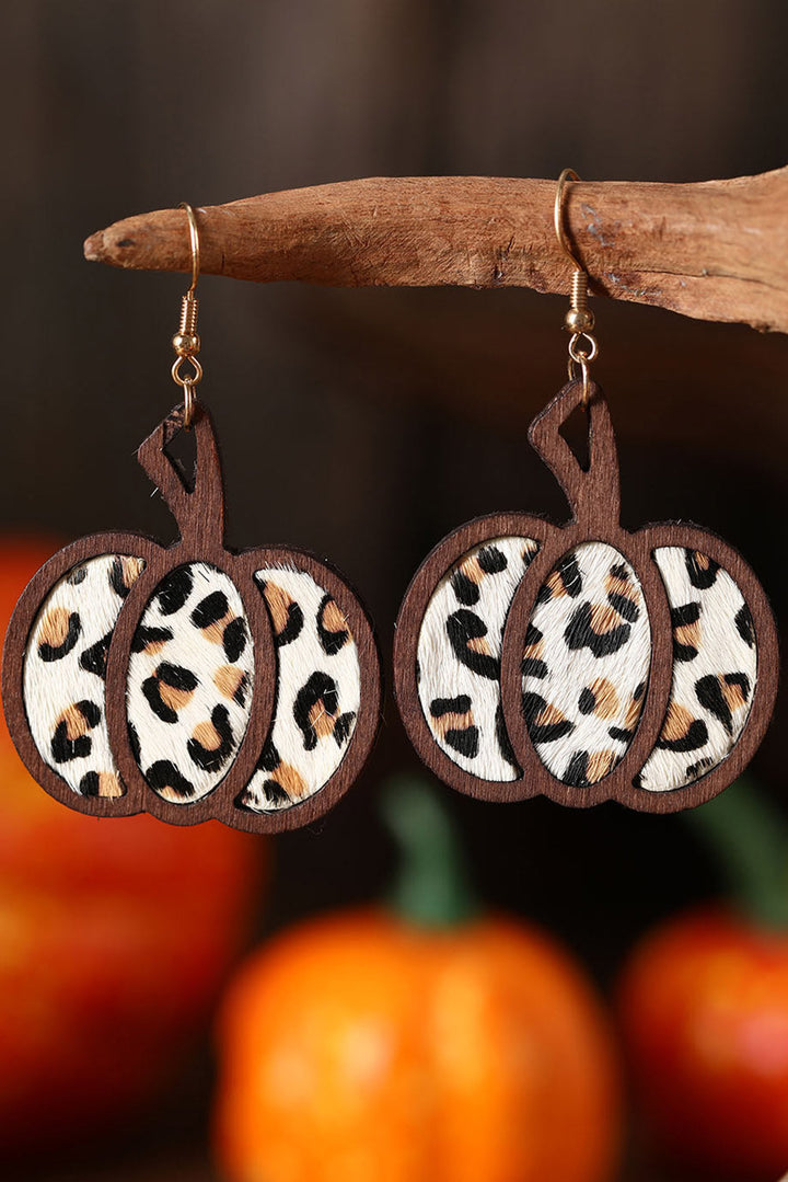 Boucles d'oreilles pendantes en forme de citrouille à imprimé animal