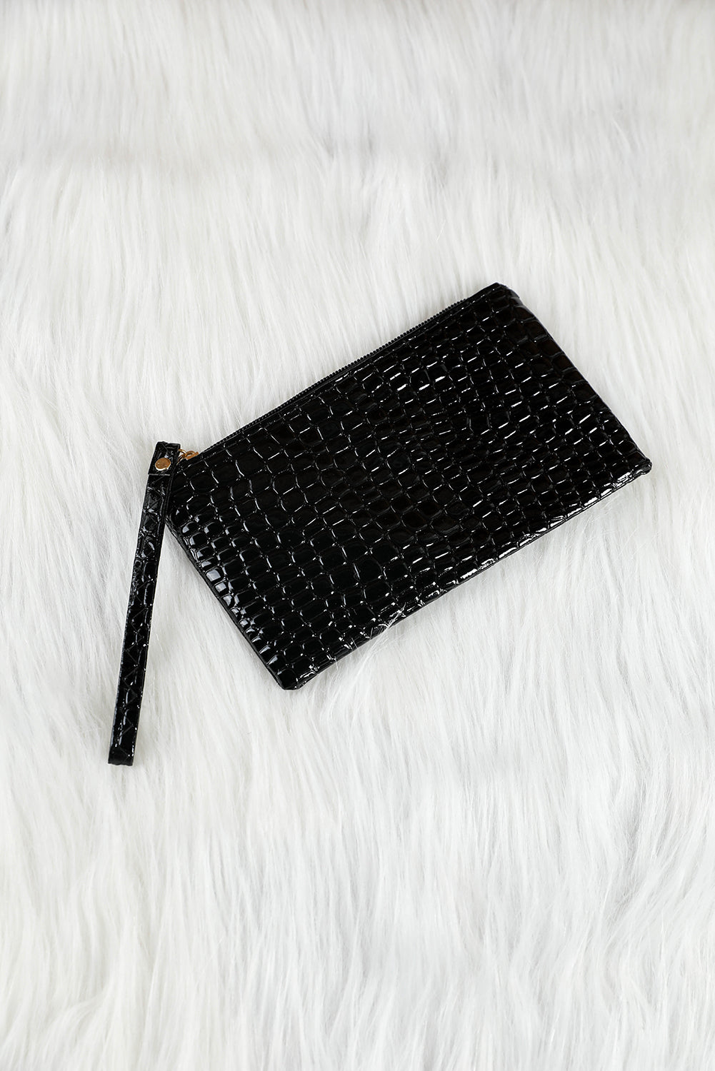 Portefeuille à dragonne zippé motif crocodile