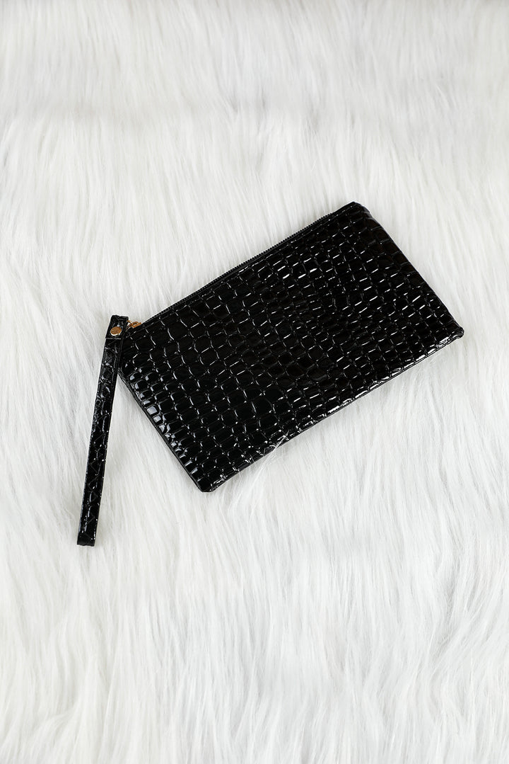 Portefeuille à dragonne zippé motif crocodile