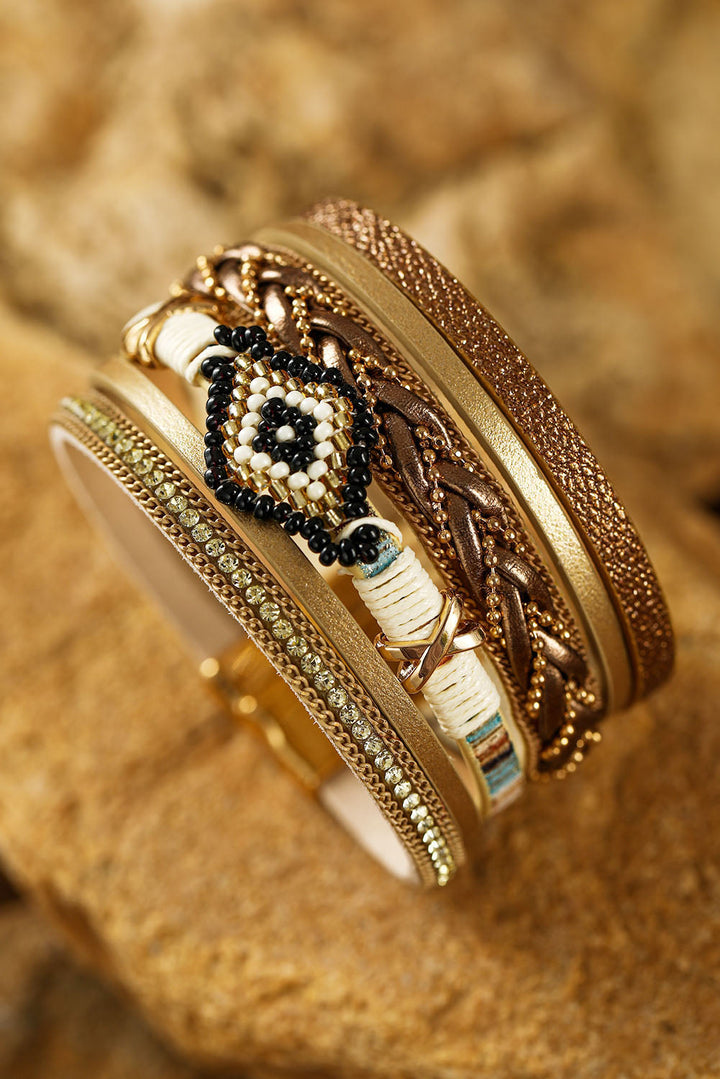 Bracelet à boucle magnétique avec perles en strass