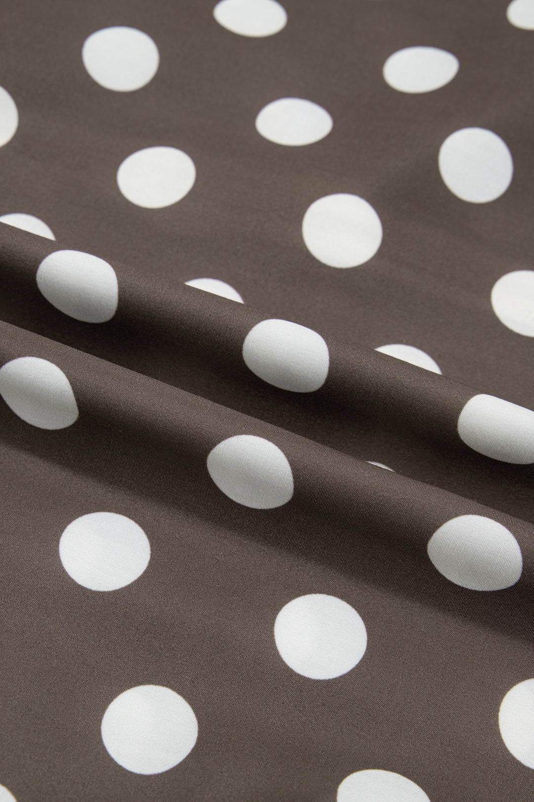 Brown Polka Dot Contrast Detail Zip-Up Long Sleeve Shacket