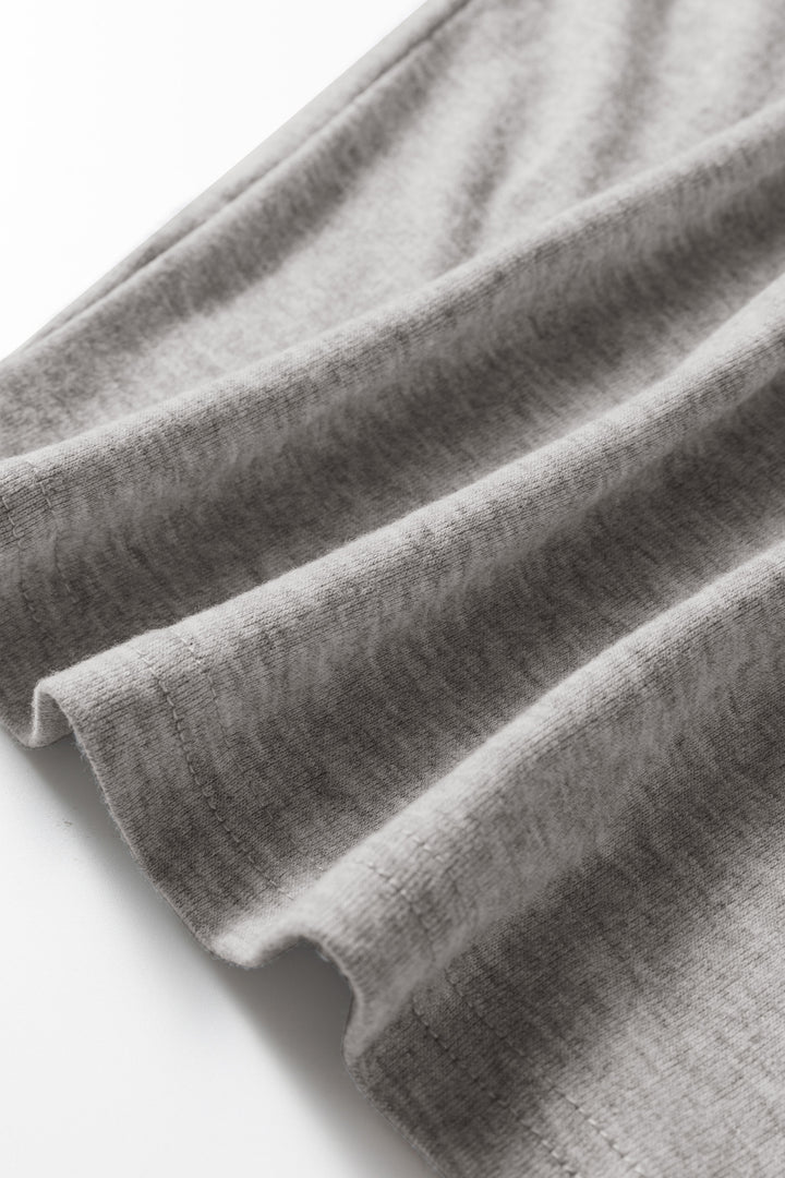 Light Grey Solid Color Extended Cuffs Long Sleeve Top
