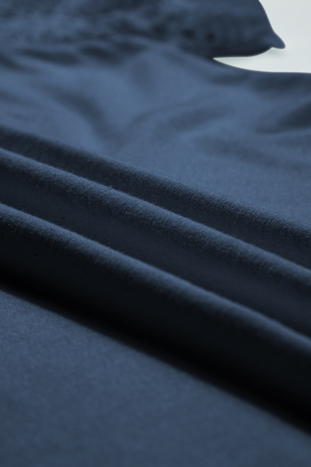 Navy Blue Seamed Detail Contrast Lace Raglan Sleeve Tee