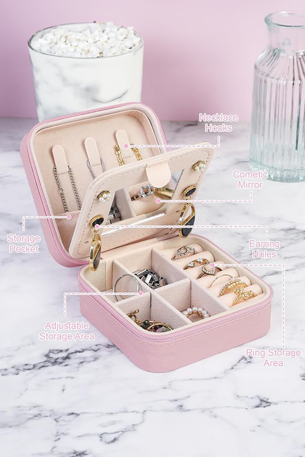 R Chenille Patch Jewelry Box with Mirror