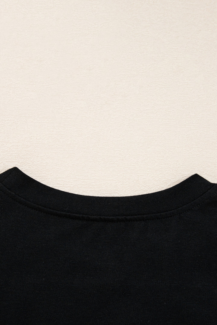 Black Lace Long Sleeve Insert Drop Shoulder Tee