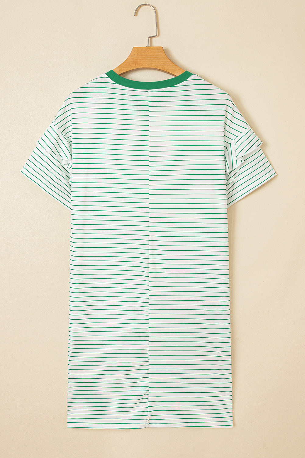 ruffled short sleeve crew neck t shirt shift mini dress