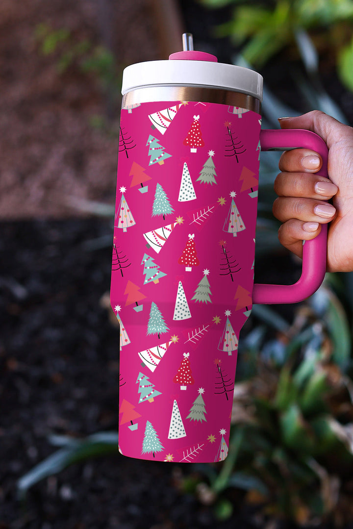Cartoon Christmas Tree Printed Thermos Cup 40oz