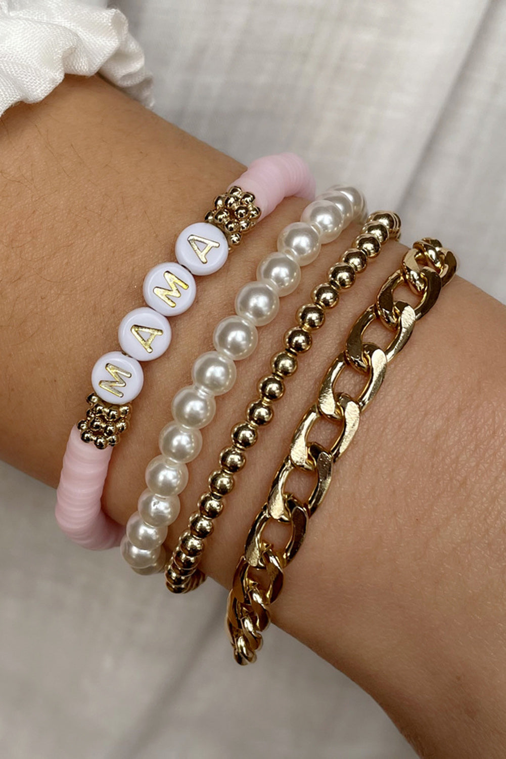 Ensemble de 4 bracelets à chaîne perlée MAMA Pearls
